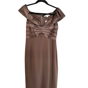 Cocktail Dress, Chetta B, Size 8, Portrait Collar, Chocolate Brown 100%silk